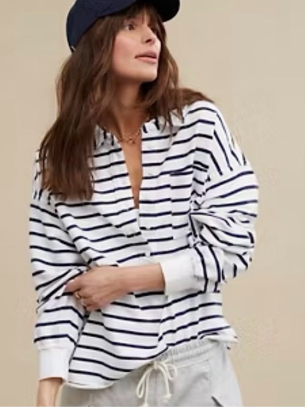 Aerie Take It Easy Popover Polo Sweatshirt - Small - Picture 2 of 5